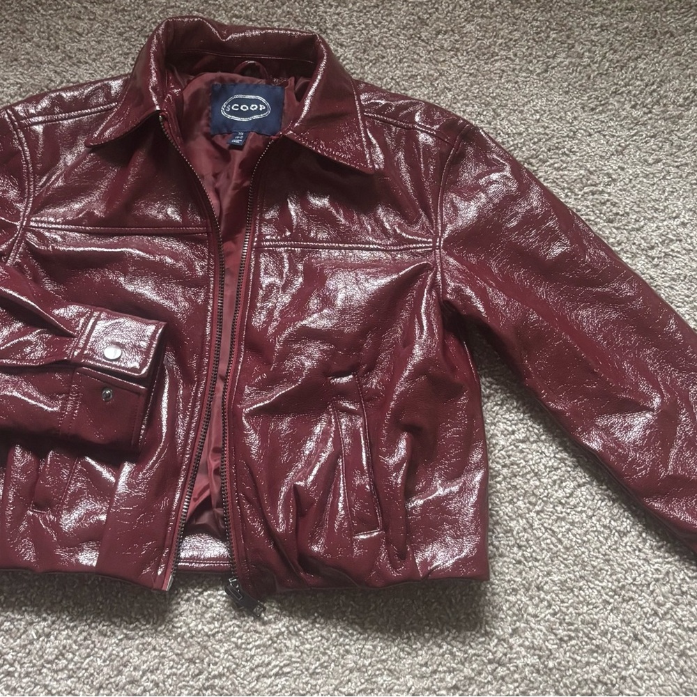 Scoop NYC Glossy Burgundy Jacket